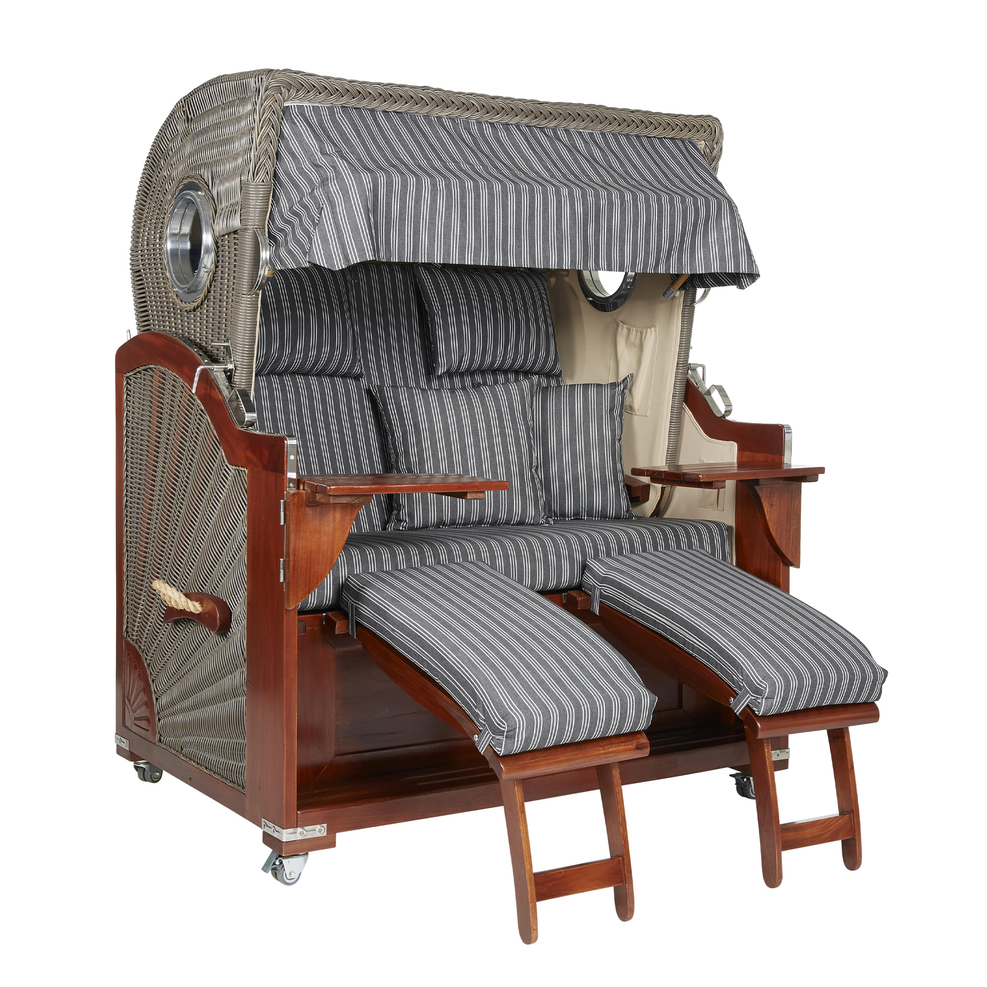 Webavita Strandkorb Romy Mahagoni Grau Webavita Strandkorb Romy Mahagoni Grau