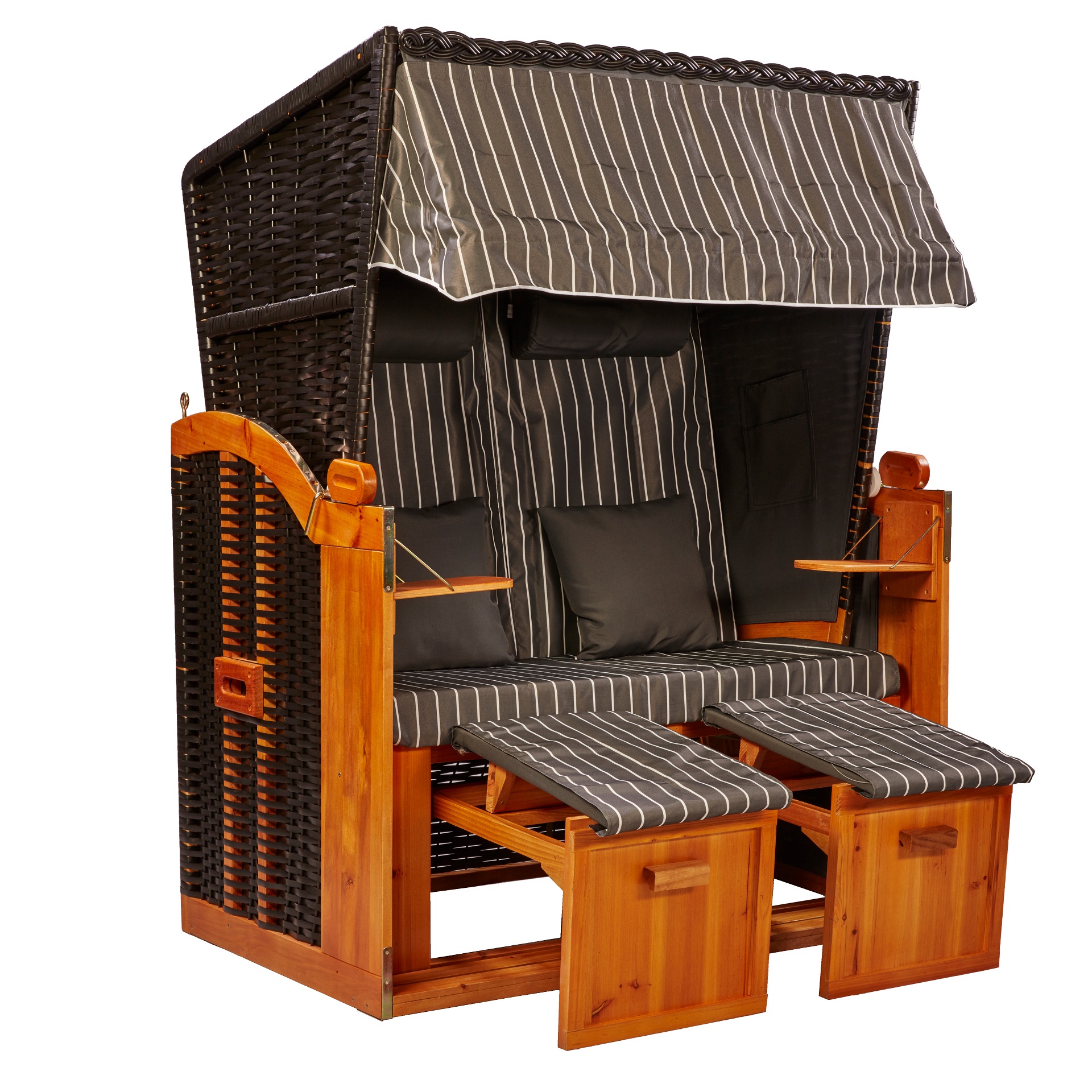 Webavita Strandkorb 2-Sitzer Marlene Ostsee Grau Weiß Webavita Strandkorb 2-Sitzer Marlene Ostsee Grau Weiß