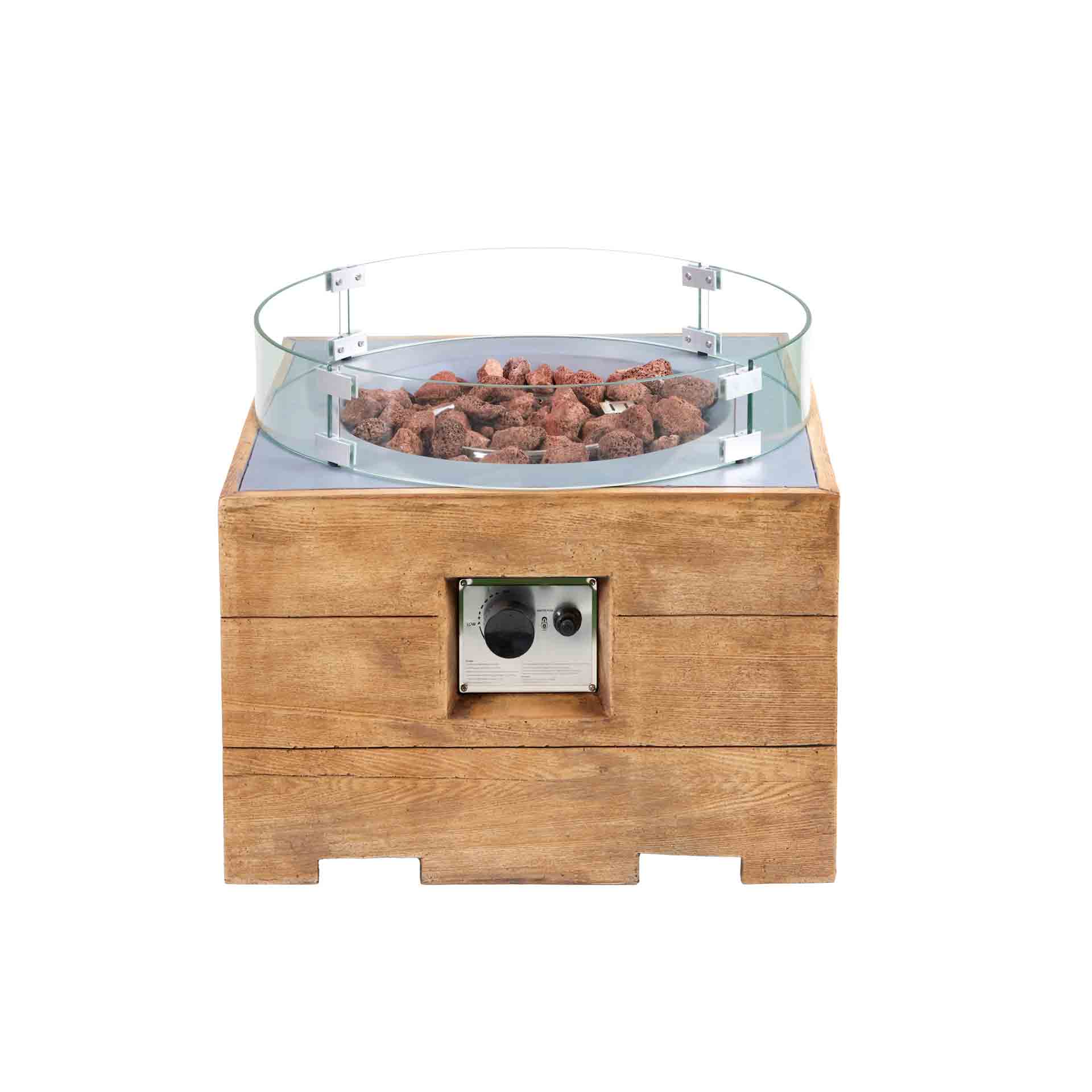 intergrill Gas - Feuerstelle in warmer Holzoptik 59 x 58,5 x 38,8 cm