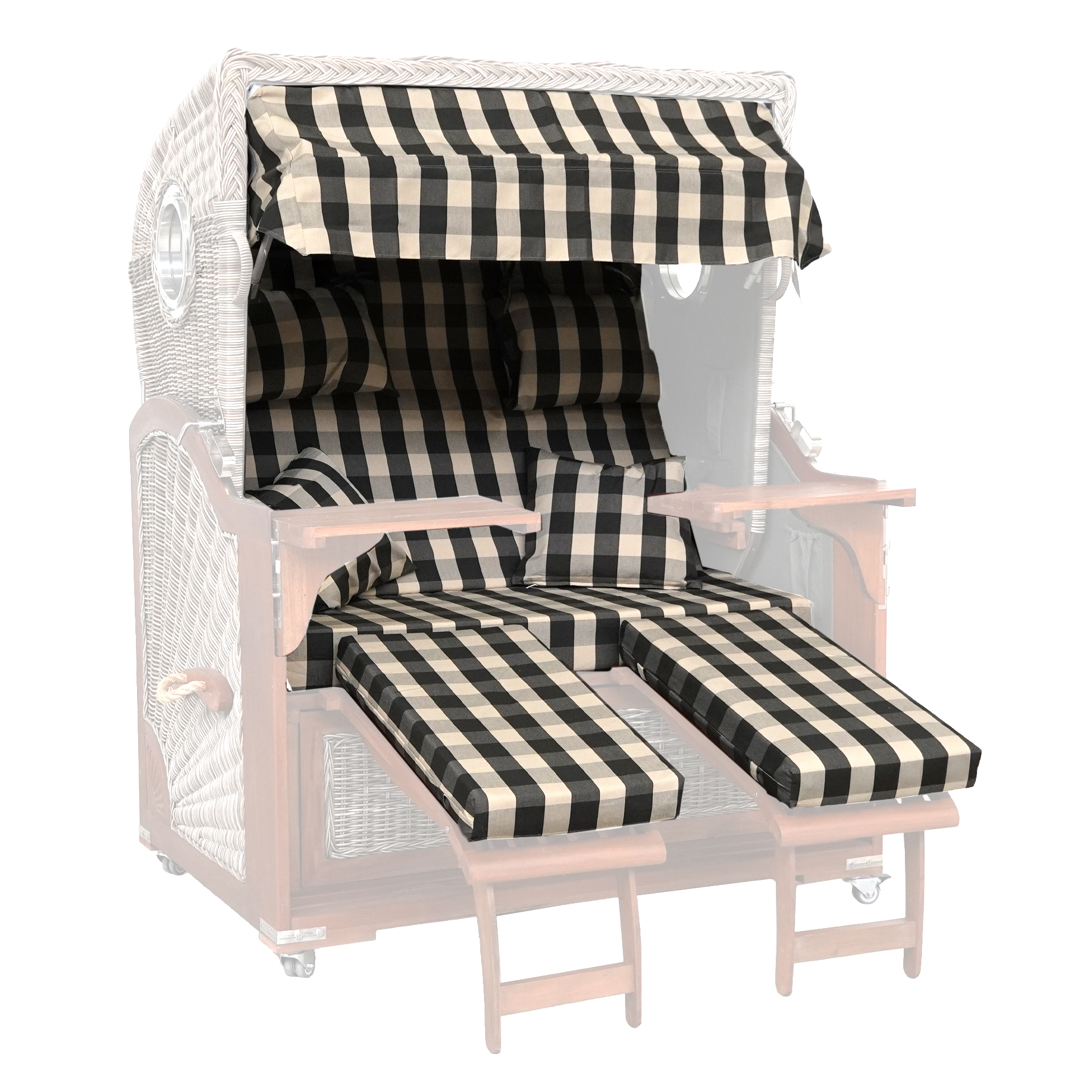 Webavita Strandkorbbezug 2,5 Sitzer Grau kariert Bali