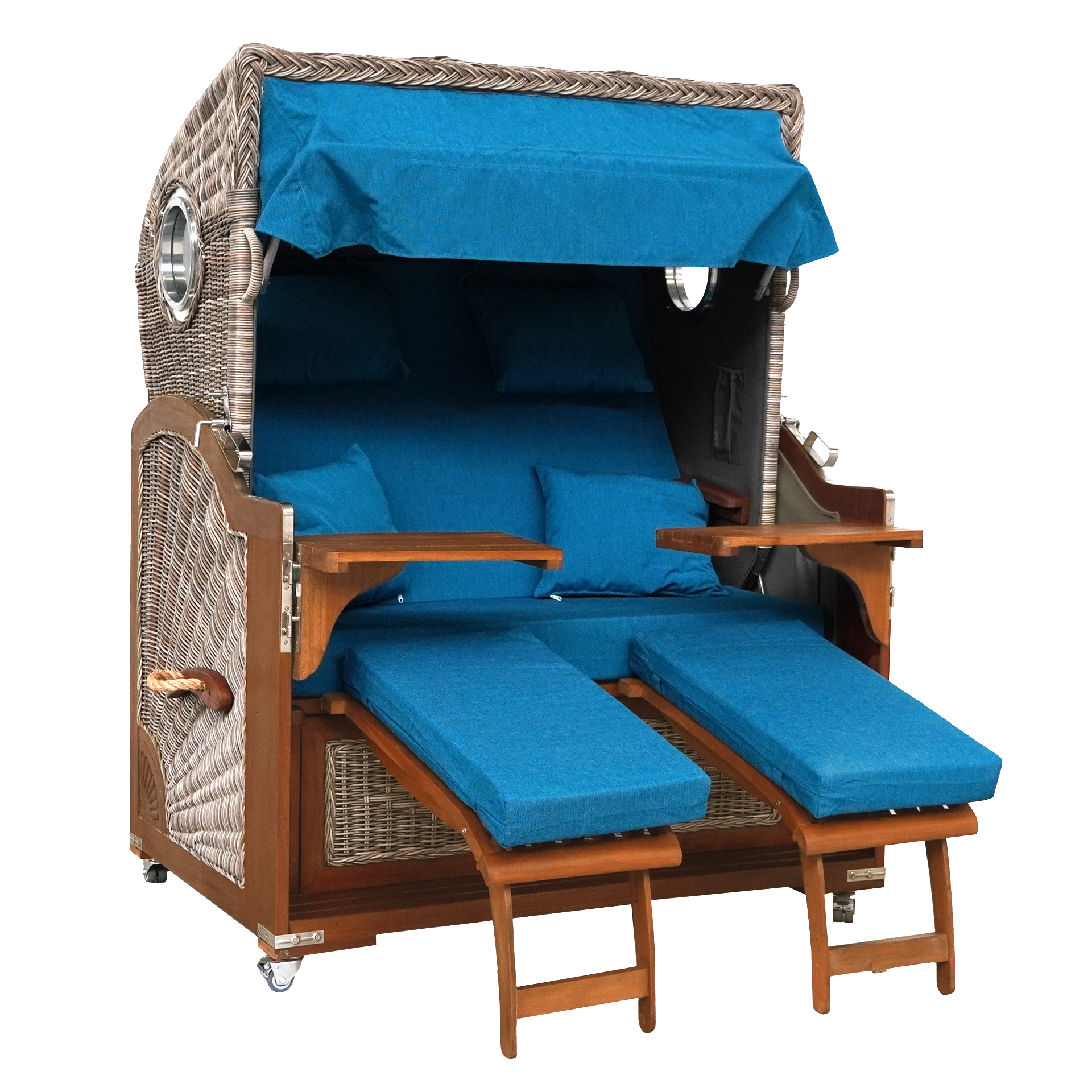 Webavita Strandkorb Bali Teak Blau
