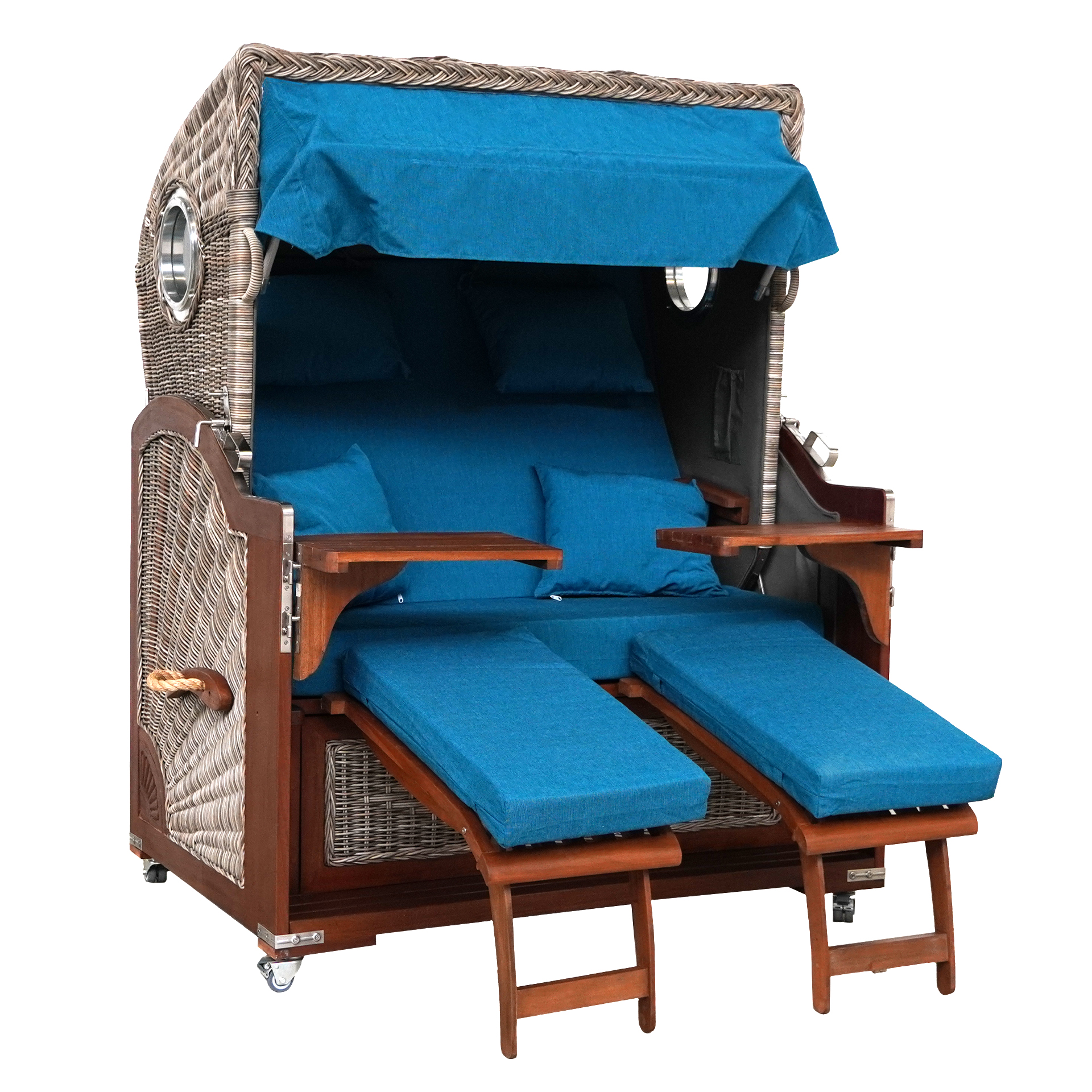 Webavita Strandkorb Bali Mahagoni Blau Webavita Strandkorb Bali Mahagoni Blau