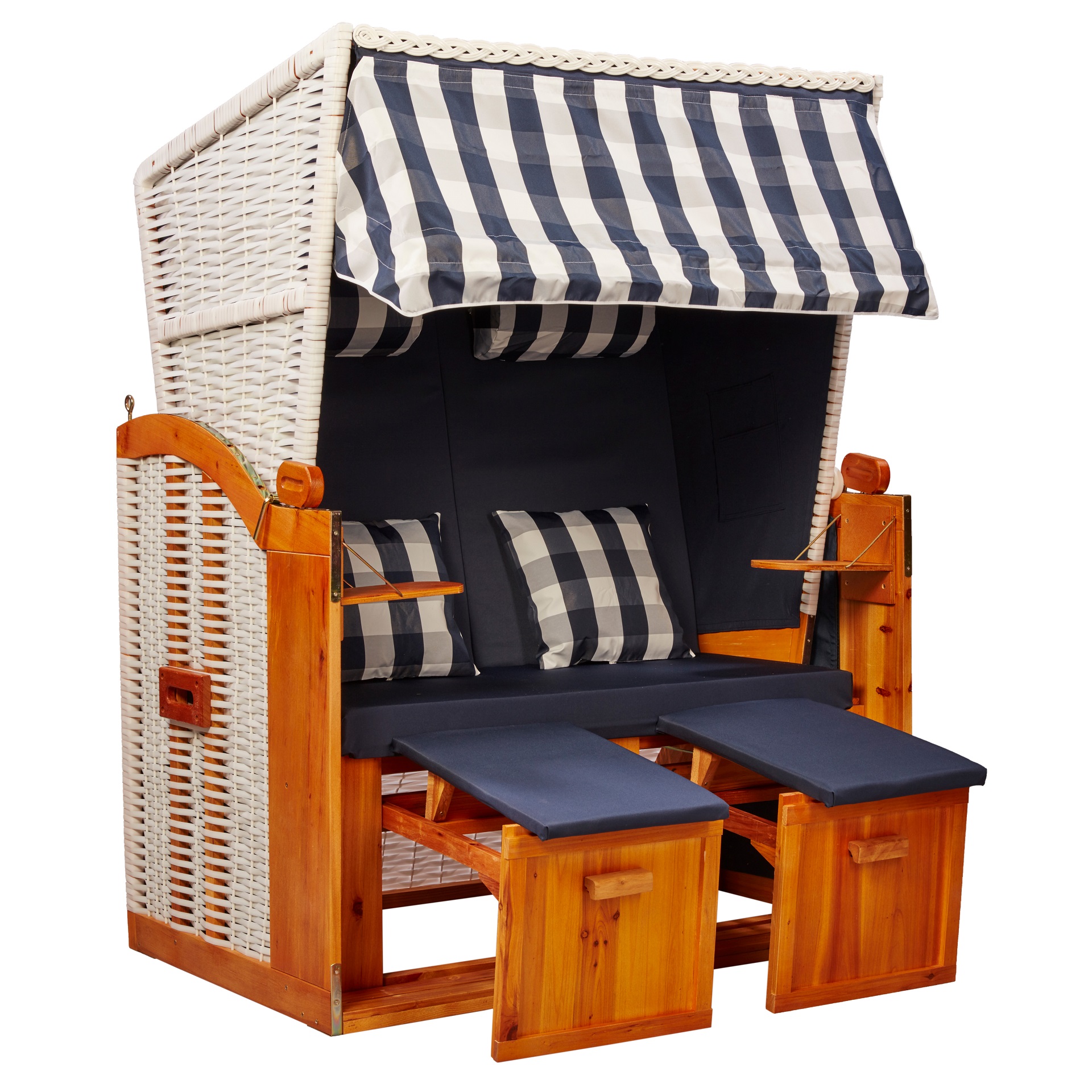Webavita Strandkorb 2-Sitzer Doris Ostsee Blau Weiß kariert Webavita Strandkorb 2-Sitzer Doris Ostsee Blau Weiß kariert