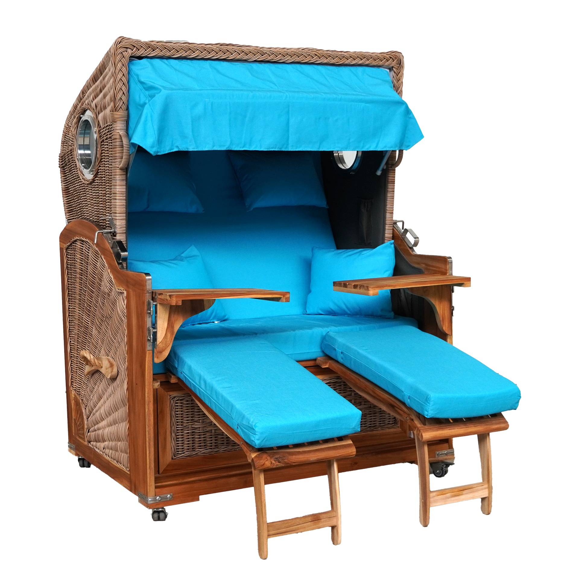 Webavita Strandkorb Bali Teak Türkis
