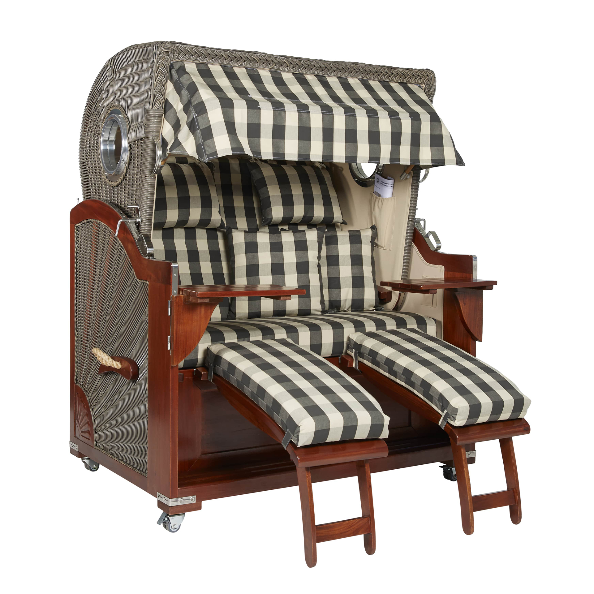 Webavita Strandkorb Romy Mahagoni Grau Webavita Strandkorb Romy Mahagoni Grau