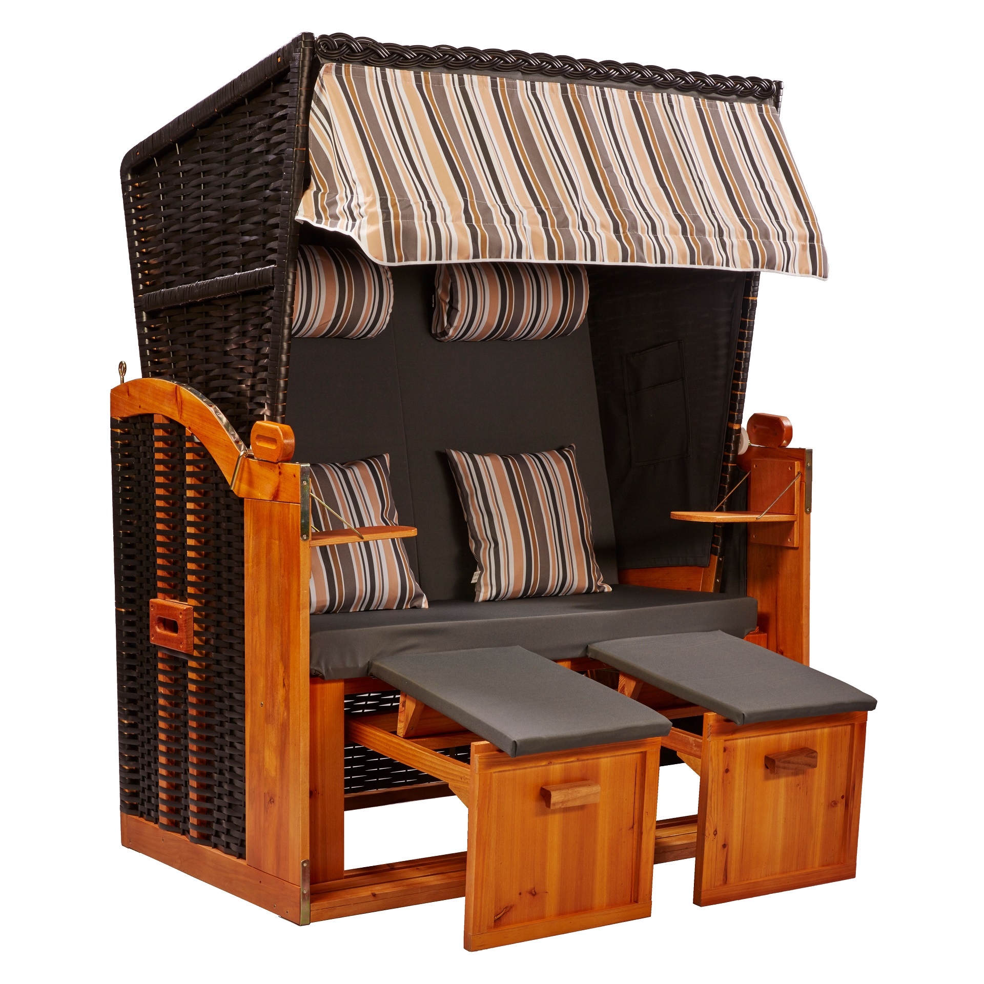 Webavita Strandkorb 2-Sitzer Marlene Ostsee Olive Grau