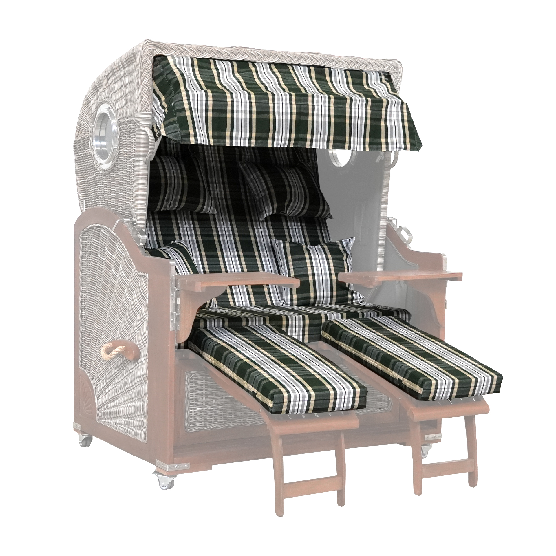 Webavita Strandkorbbezug 2,5 Sitzer Grün Beige kariert Bali